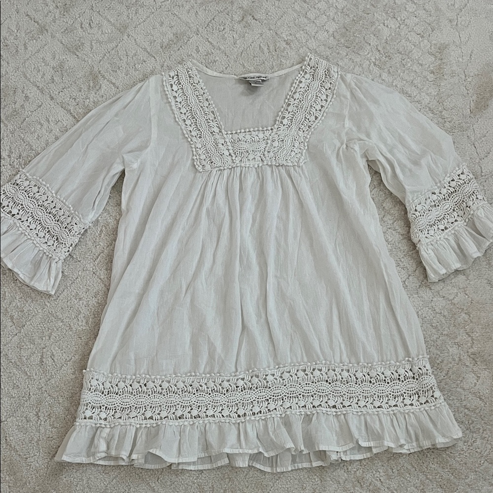 White Lace Trim Bathing Suit Cover